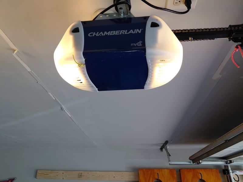 Chamberlain garage door opener checked during a safety tune-up in Fort Worth, TX