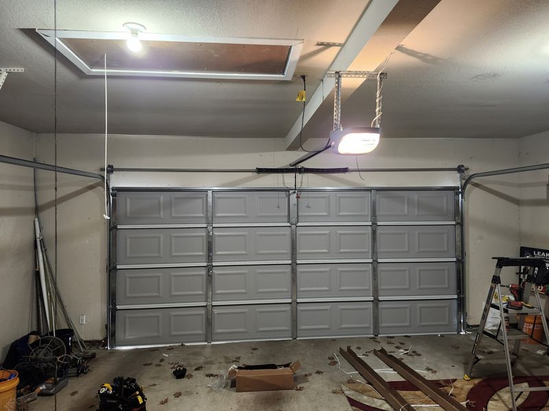 Inside view of a new double garage door installed in Glenn Heights, TX